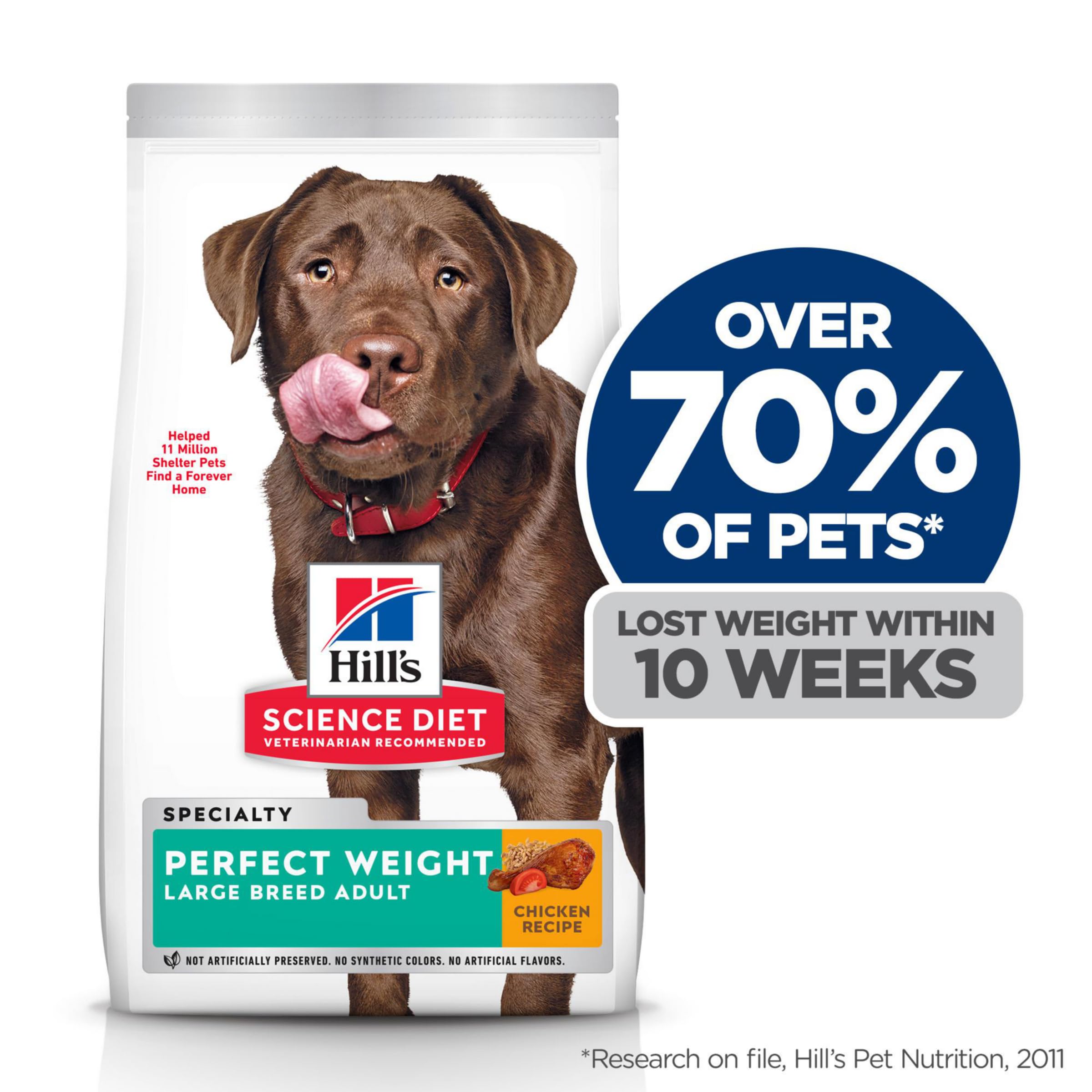Hill's Science Diet Perfect Weight Dry Dog Food for Large Breed Adults 1-5 Years - Chicken Recipe, 25 lb Bag - Weight Management Support for Healthy Lifestyle