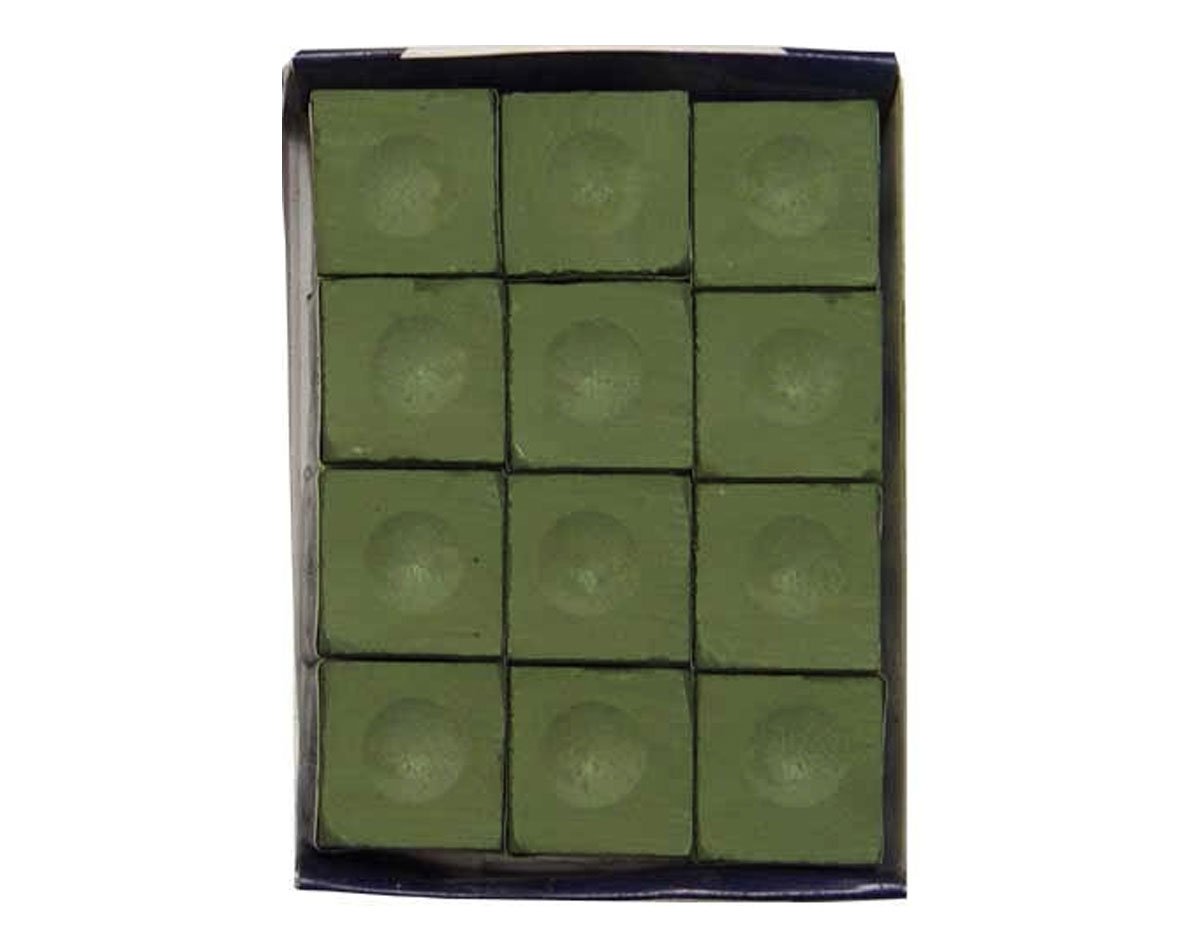 Premium Silver Cup Billiard Chalk - Olive Green, 12-Piece Box for Pool, Snooker & English Billiards - Perfect for Professional Players & Home Game Rooms