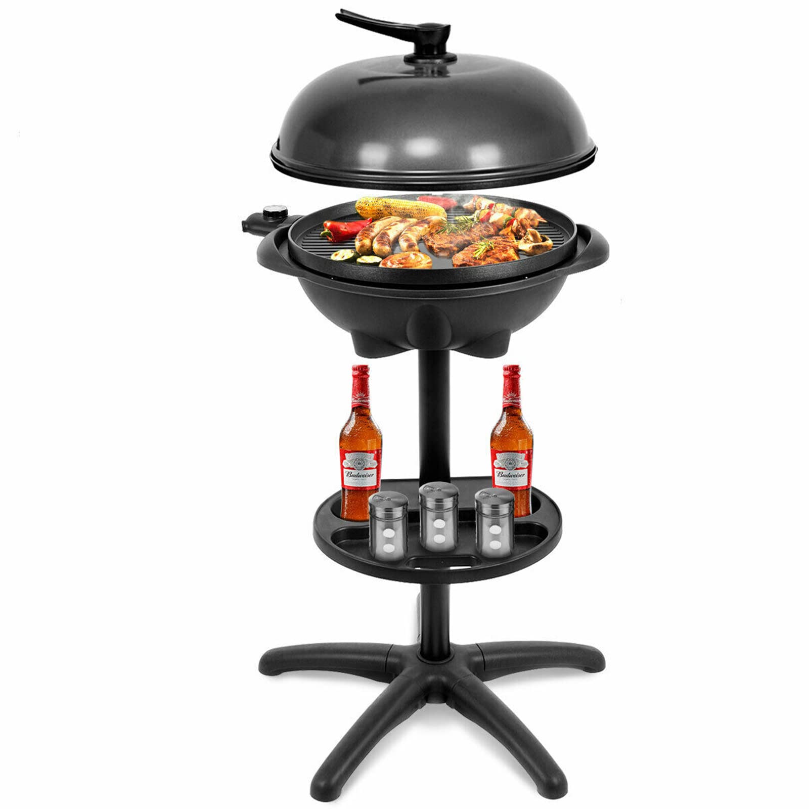Baijiexun Electric BBQ Grill 1350W Portable Indoor/Outdoor Grill with Non-Stick Surface & 4 Temperature Settings - Perfect for Backyard, Garden, Camping, and Patio Parties