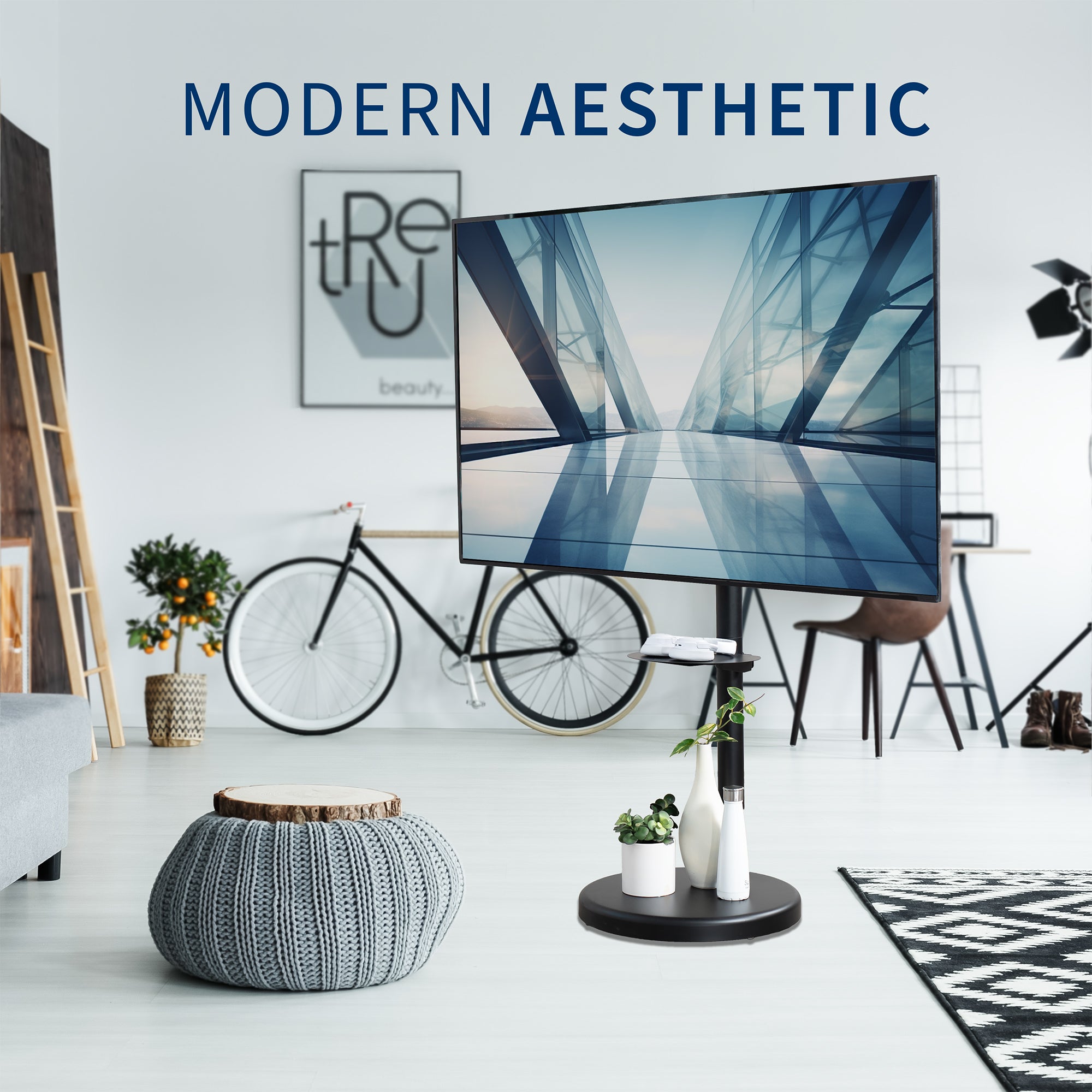 Adjustable TV Floor Stand for 32 to 70 Inch Screens with Storage Shelf - Perfect for Living Room, Bedroom, or Home Theater Setup
