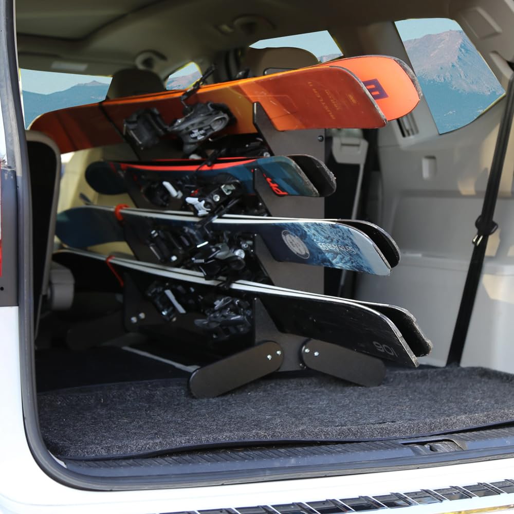 TRAPSKI Ski Rack Tower with Security Strap - SUV/Van Ski Carrier Organizer | Heavy-Duty HDPE Plastic Ski Holder for SUVs, Minivans, Crossovers & Hatchbacks | Made in USA | Perfect for Winter Sports & Road Trips
