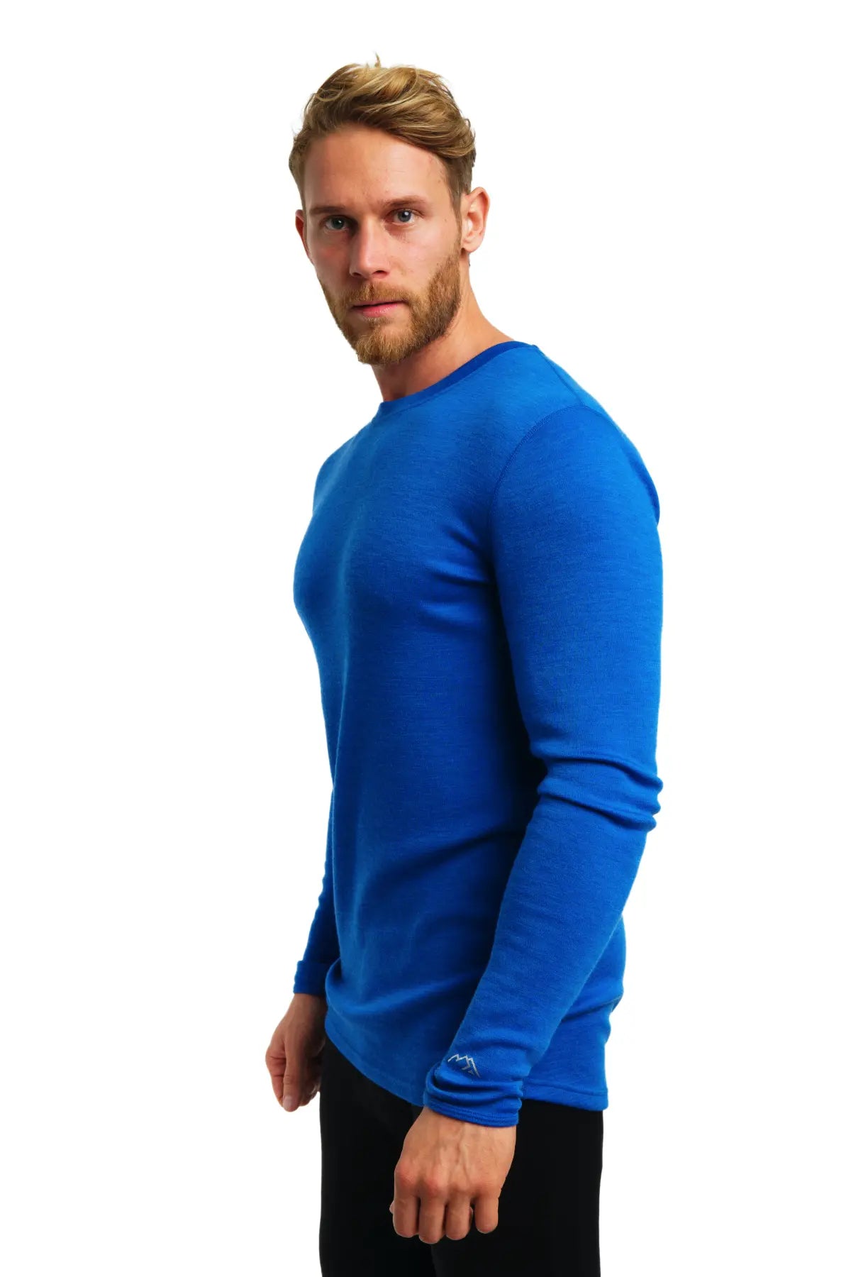 Premium Men's Merino Wool Long Sleeve Base Layer Shirt - 250 GSM Thermal Underwear for Hiking, Skiing & Winter Sports - Cobalt Blue