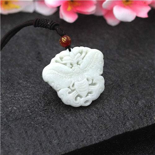 Natural White Chinese Jade Butterfly Pendant Necklace - Hand Carved Jade Jewelry for Women & Men - Elegant Fashion Accessory & Meaningful Gift for Birthday, Anniversary & Spiritual Protection
