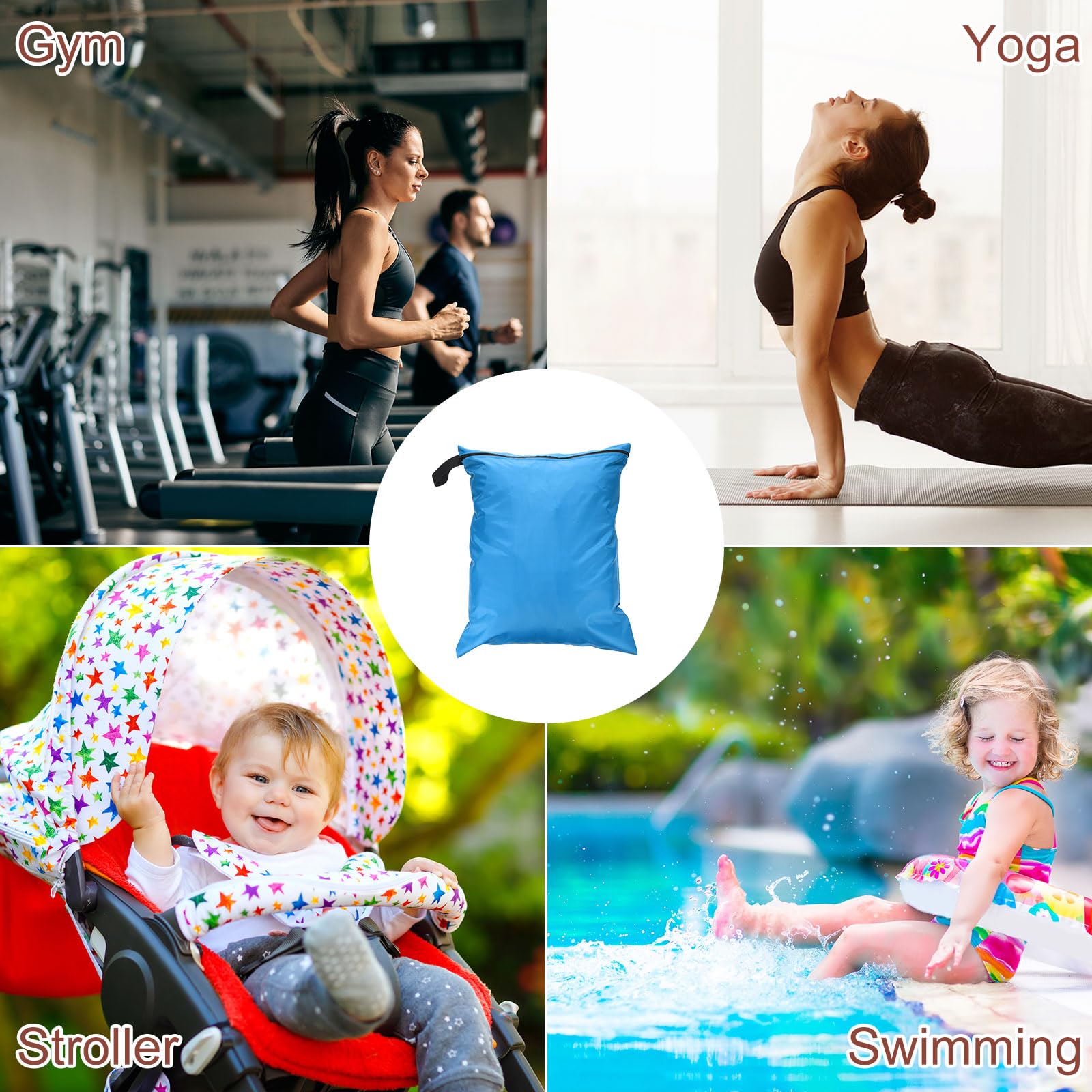 uxcell 2 Pack Waterproof Wet Dry Bags 16x20 Inches - Zippered Travel Gym Bag for Swimsuits, Beach & Pool Essentials - Reusable Storage for Sports, Camping & Baby Items (Blue)