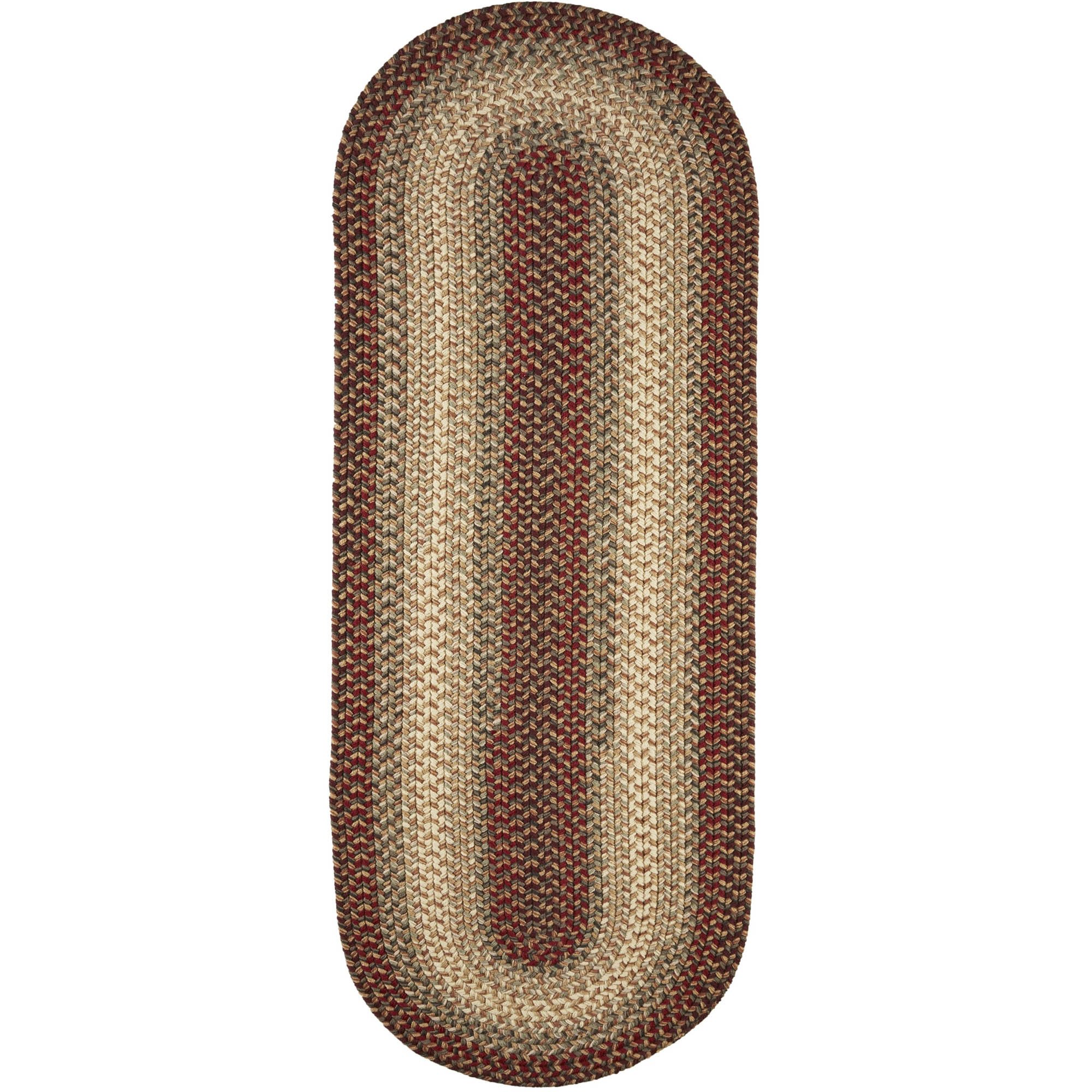 Super Soft Braided Oval Area Rug 2x4 Feet - Red & Gray Primitive Decor Indoor/Outdoor Woven Runner - Perfect for Hallways, Living Rooms, and Patios