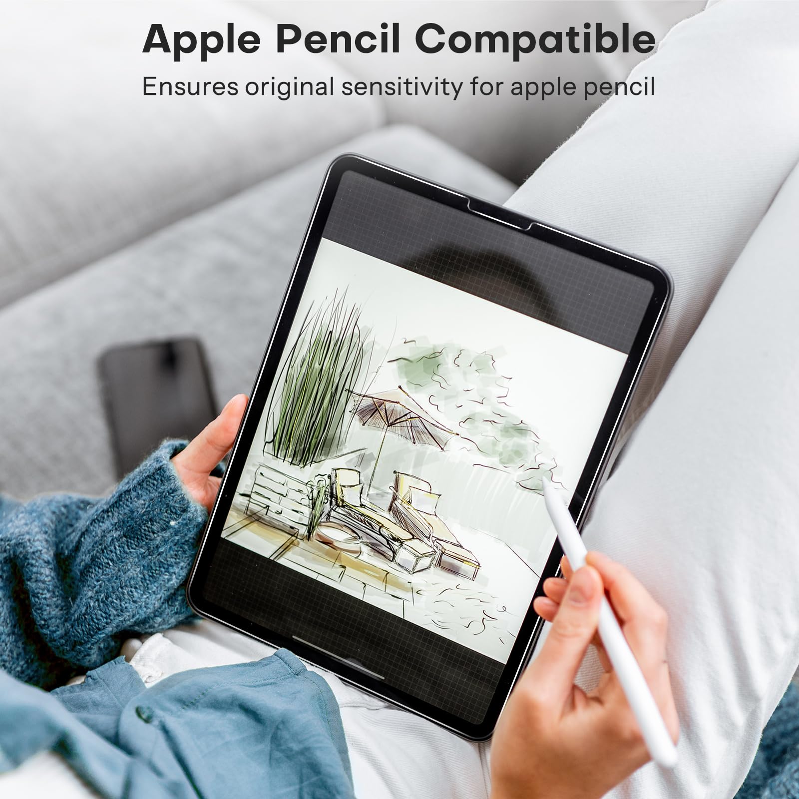 OMOTON Tempered Glass Screen Protector for iPad Air 5th/4th Gen (10.9 Inch 2022/2020) & iPad Pro 11 Inch (2022-2018) - 2 Pack, Anti-Scratch, Bubble-Free, Case Friendly, Apple Pencil Compatible - Perfect for Work, Study & Entertainment
