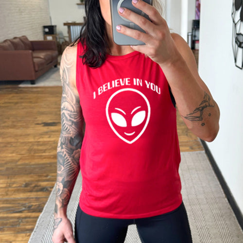 I Believe In You Muscle Tank - Women's Inspirational Workout Top for Gym, Yoga & Running - Soft & Breathable Athletic Shirt
