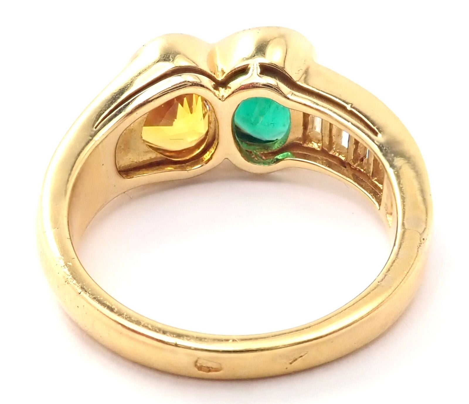 Authentic Van Cleef & Arpels 18k Gold Diamond Emerald Yellow Sapphire Ring - Luxury Jewelry for Women, Perfect for Weddings, Anniversaries & Special Occasions
