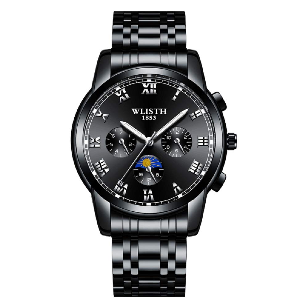 Men's Waterproof Luminous Watch - Stainless Steel Chronograph for Night Use