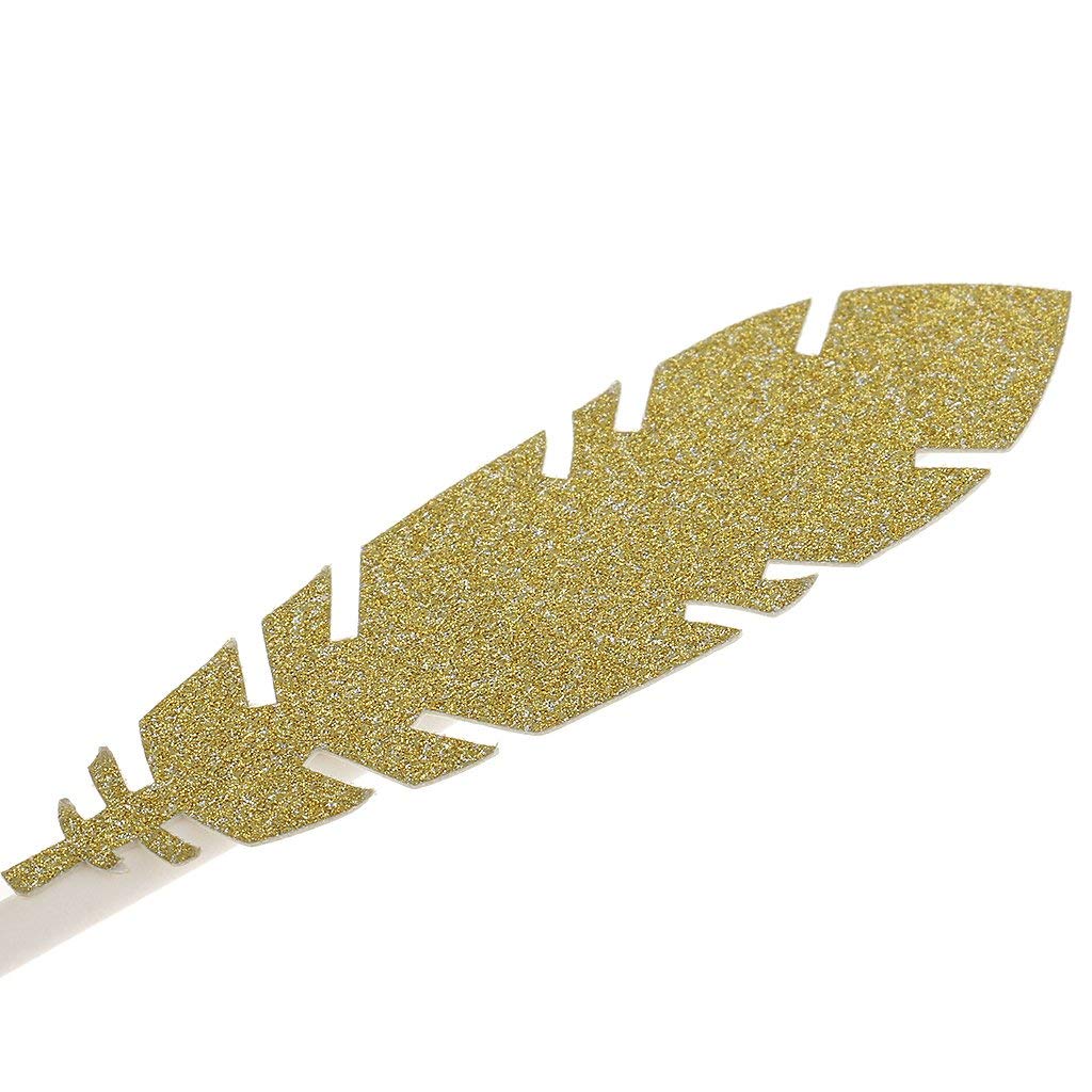30pcs Gold Glitter Feather Cake Toppers - Elegant Cupcake Food Picks for Baby Shower, Birthday Party & Wedding Cake Decorations - Perfect for DIY Desserts and Special Celebrations