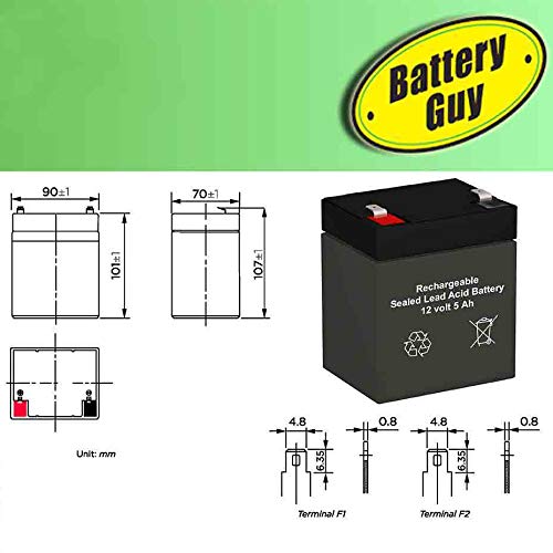 12V 5Ah SLA Replacement Battery (2-Pack) - Rechargeable Sealed Lead Acid Battery for UPS, Emergency Lights, Security Systems & Medical Equipment