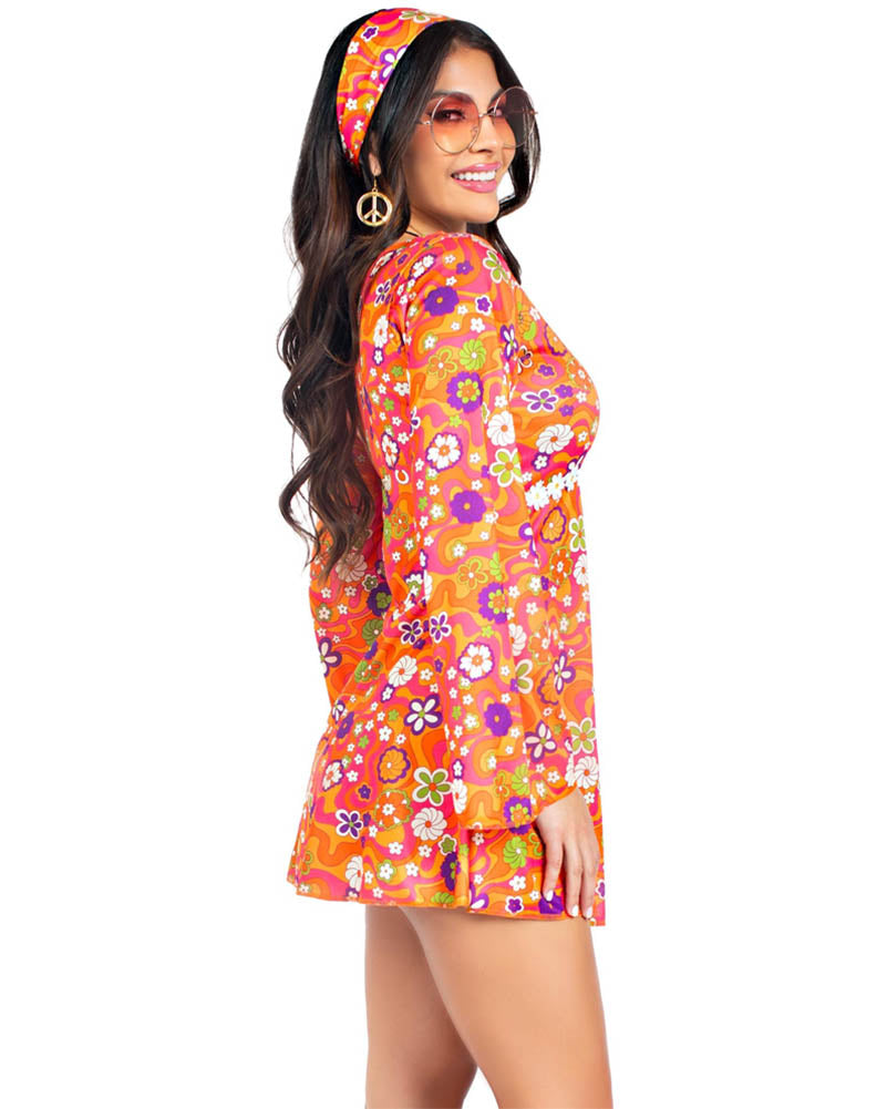 1960s Hippie Chick Women's Costume - Vintage 60s Hippie Outfit for Halloween, Cosplay & Theme Parties - Perfect for Festivals, Dress-Up & Retro Events