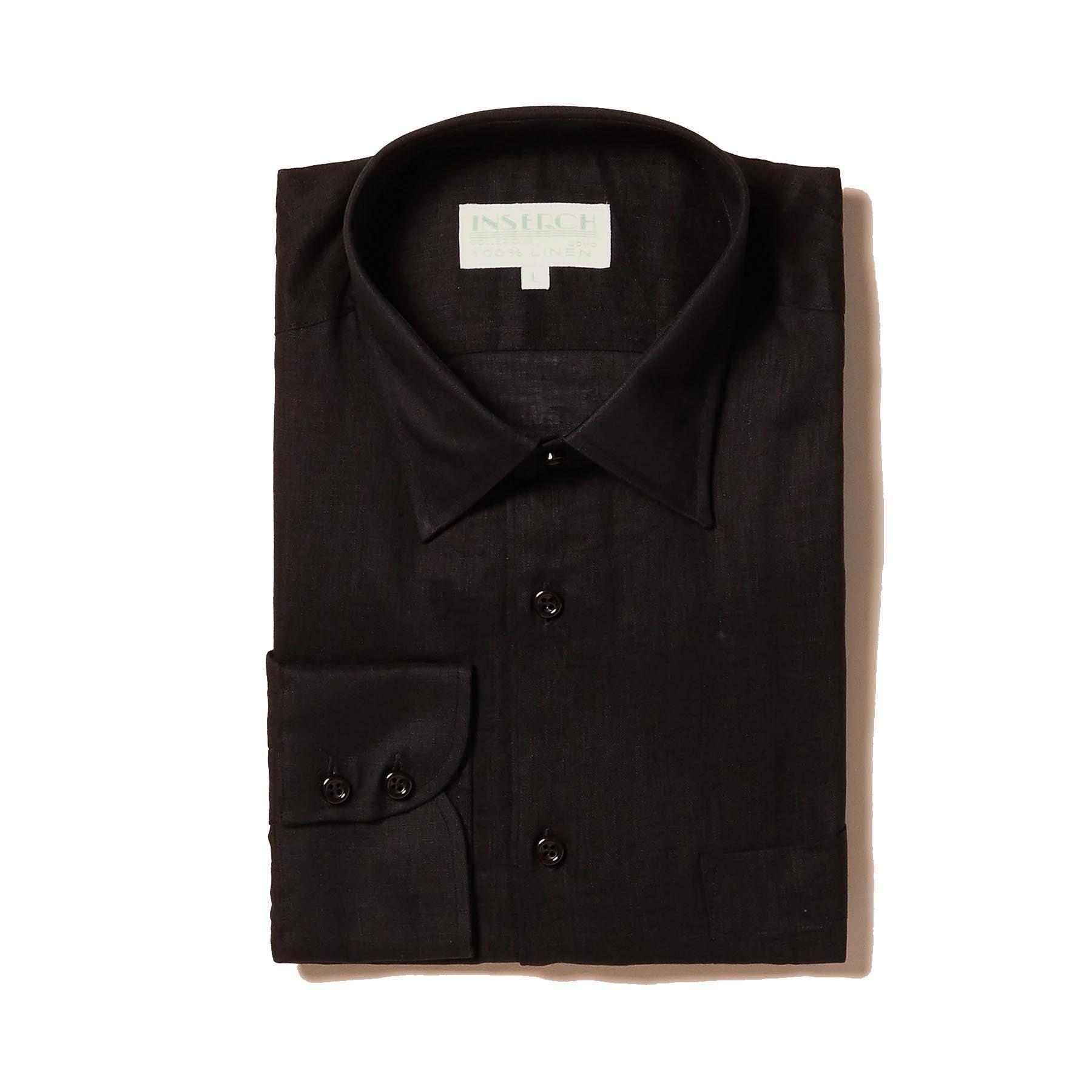Premium 100% Linen Long Sleeve Shirt - Yarn Dyed Solid Black for Men & Women | Casual Office Wear, Summer Travel & Outdoor Activities