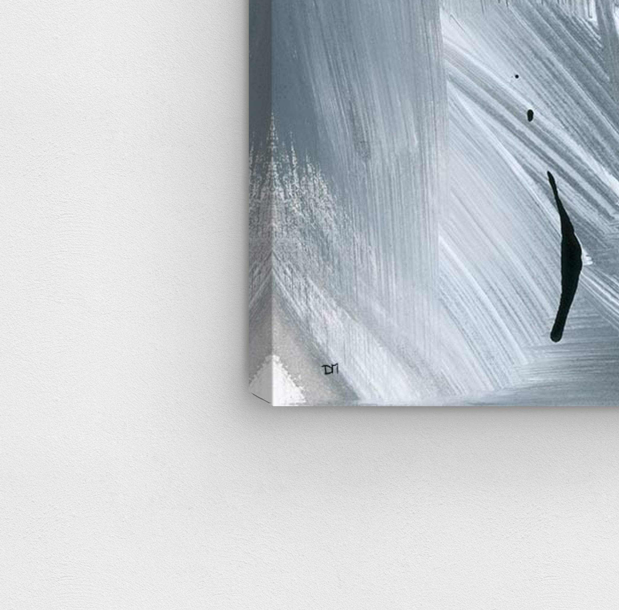 Abstract Wall Art Canvas Print 'October Strokes' - Gray & Black Modern Home Decor - 36