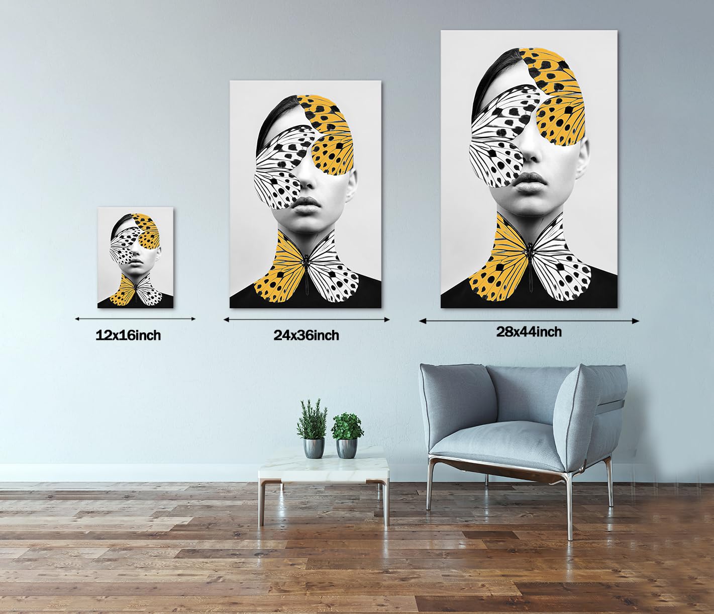 Abstract Butterfly Woman Canvas Wall Art - Modern Framed Painting for Living Room, Bedroom & Office Decor - 12x16 Inch Ready to Hang Poster Print | Perfect for Home, Apartment & Workspace Wall Decoration