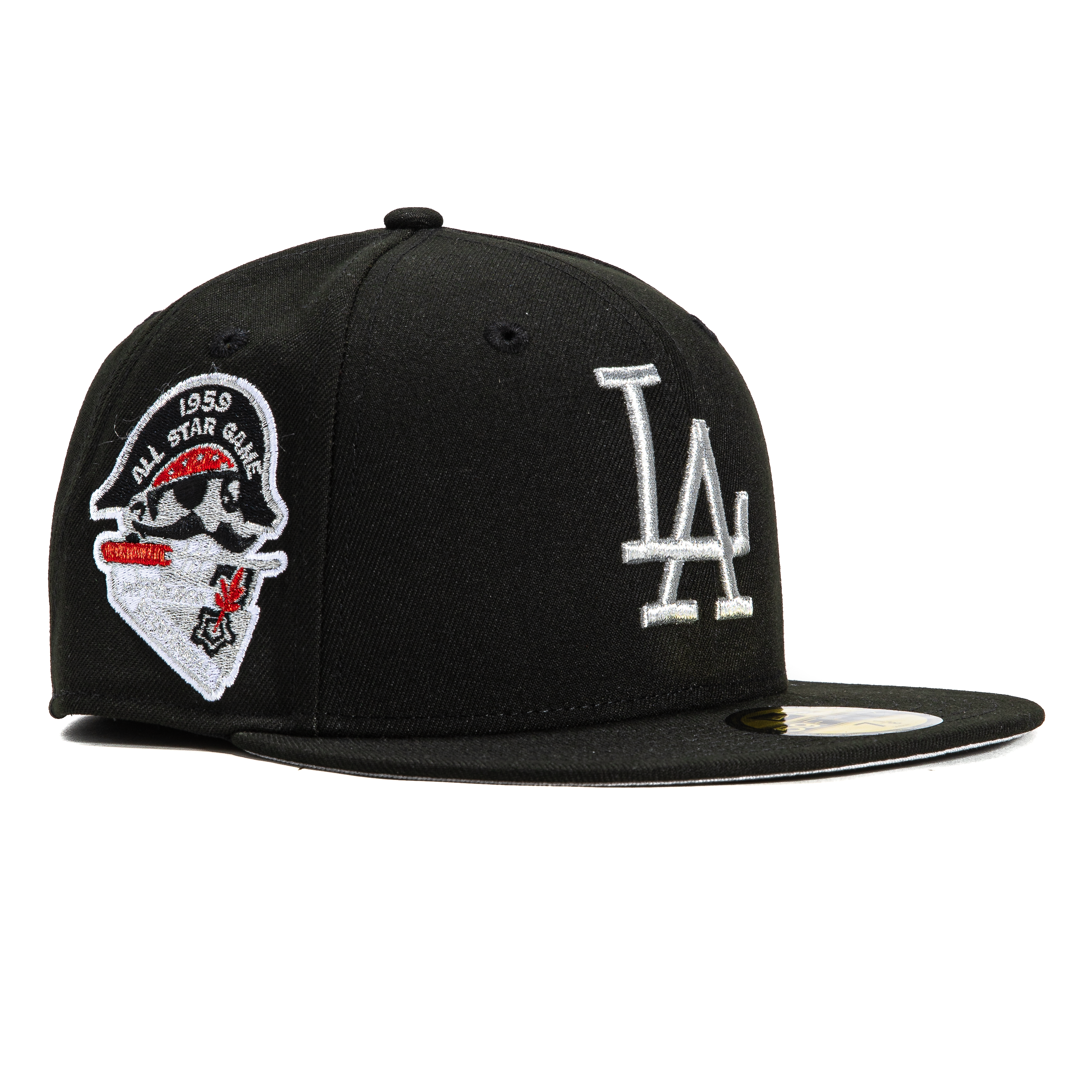 New Era 59Fifty Los Angeles Dodgers 1959 All Star Game Patch Snapback Hat - Black & Metallic Silver - Official MLB Baseball Cap for Men & Women - Perfect for Games, Collecting & Streetwear Fashion