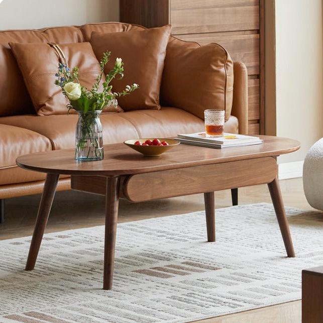 Premium Black Walnut Solid Wood Coffee Table - Modern Living Room Furniture for Capsule Apartments & Small Spaces - Perfect for Coffee, Reading & Relaxing
