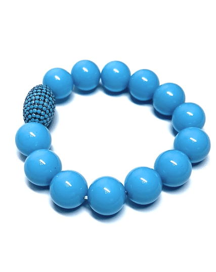 Pave Turquoise Beaded Stretch Stack Bracelet for Women - Boho Chic Jewelry for Layering & Everyday Wear | Perfect for Parties, Gifts & Casual Outfits
