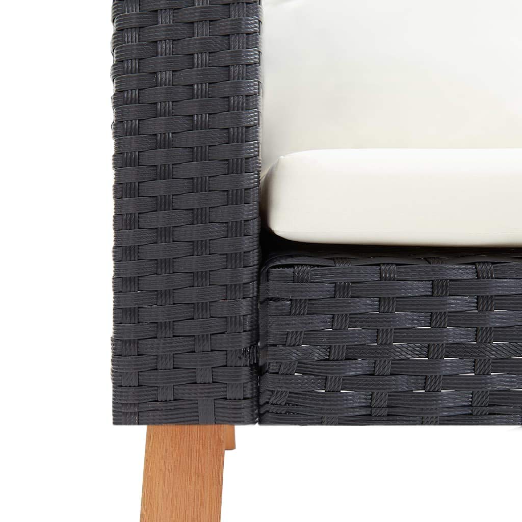 Black Poly Rattan Outdoor Sofa with Cushions - Patio Furniture for Backyard, Porch, Balcony - Durable Indoor & Outdoor Seating - Perfect for Lounging, Entertaining, and Relaxing in Your Outdoor Space