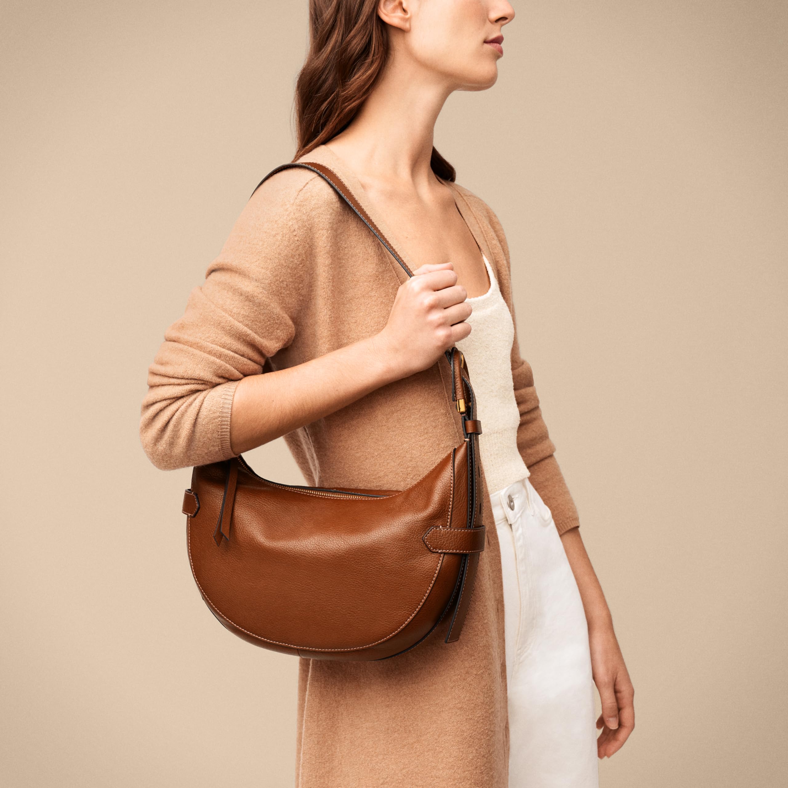 Fossil Women's Harwell Genuine Leather Hobo Purse - Stylish Handbag for Everyday Use, Work & Travel