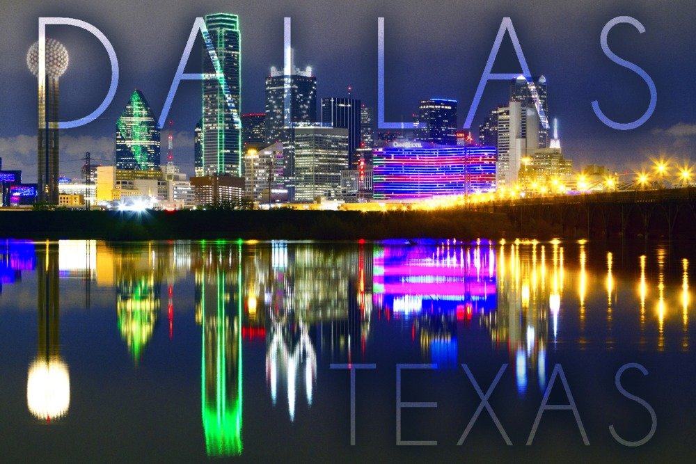 Dallas Texas Skyline at Night - 16x24 Gallery Quality Metal Wall Art, Aluminum Decor for Living Room, Bedroom & Office