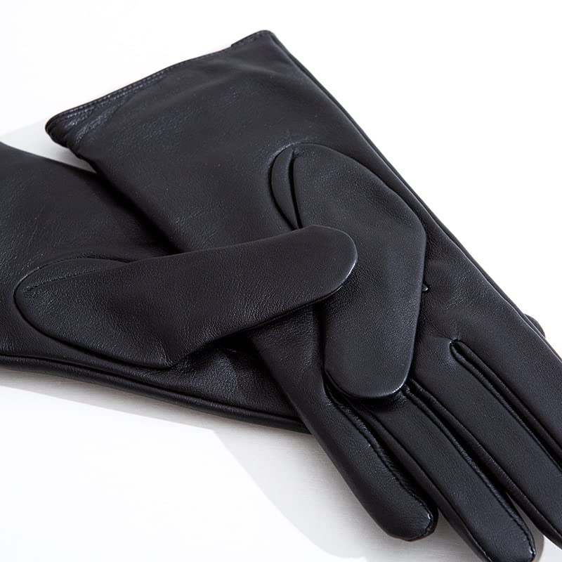 Premium Genuine Leather Winter Gloves for Women - Warm Cashmere & Wool Blend Lining, Touchscreen Compatible, Windproof Driving Gloves (Black, Medium) | Perfect for Outdoor Activities, Commuting & Cold Weather Fashion