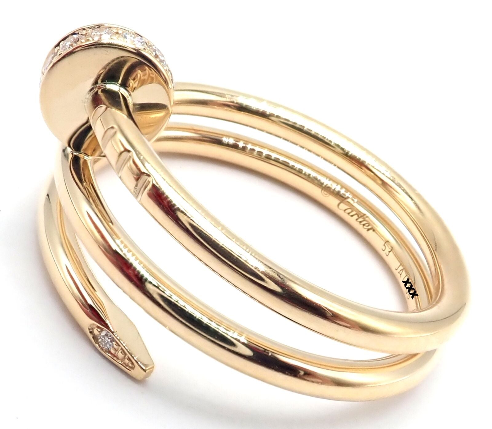 Cartier Juste Un Clou 18k Yellow Gold Diamond Nail Band Ring - Size 53 Luxury Jewelry for Women, Perfect for Anniversary Gifts, Date Nights & Special Occasions