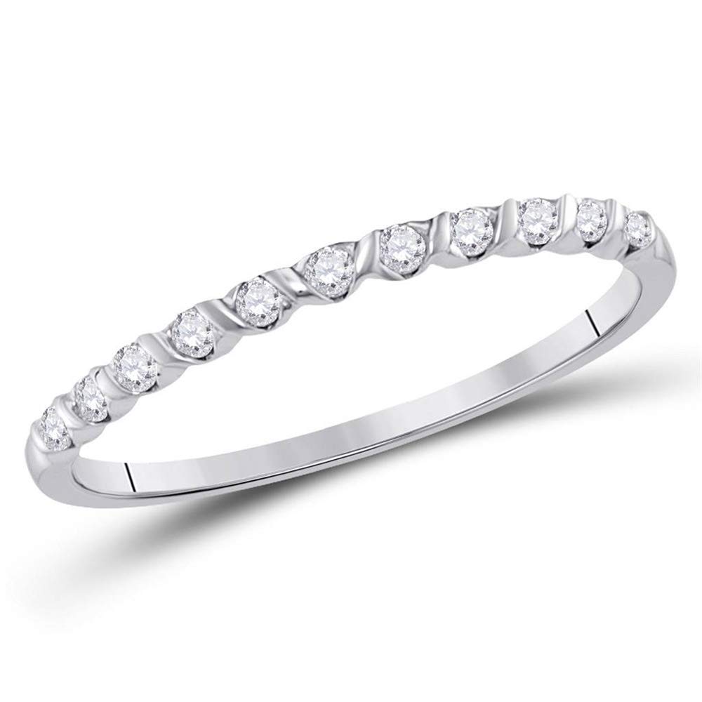 10K White Gold Women's Round Diamond Stackable Band Ring - 1/6 CTTW, Elegant Wedding, Anniversary, or Everyday Jewelry Gift for Her