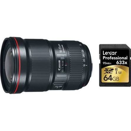 Canon EF 16-35mm f/2.8L III USM Ultra Wide Angle Zoom Lens for DSLR Cameras with 64GB SD Card - Perfect for Landscape, Architecture & Travel Photography