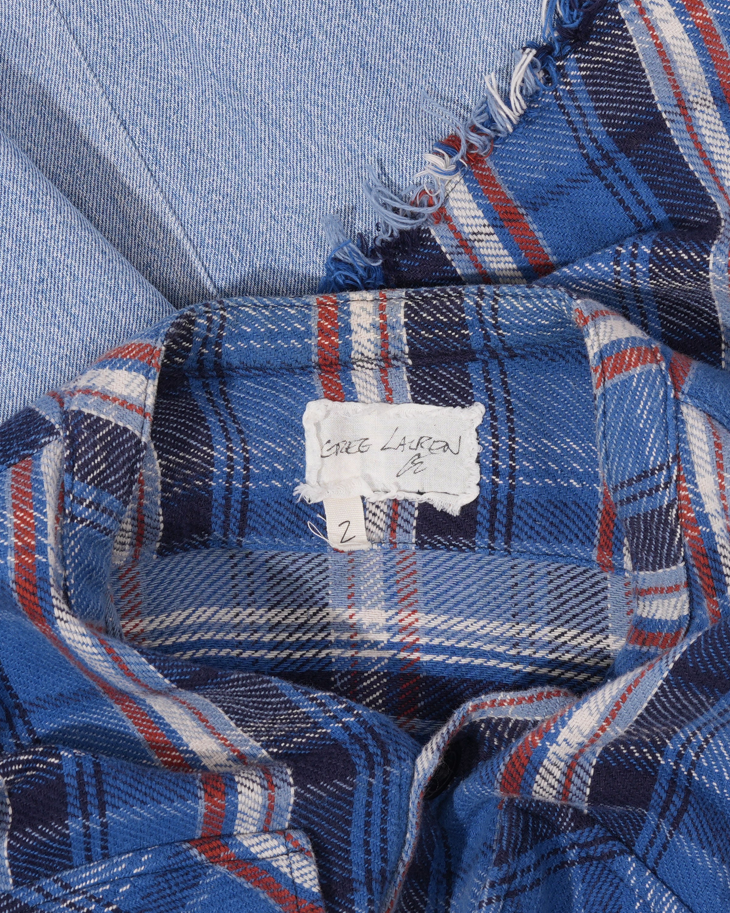 50/50 Blue Plaid Denim Boxy Studio Shirt - Stylish Oversized Button Down Top for Women, Casual Streetwear & Layering Outfits (Perfect for Fall Fashion, Coffee Dates & Weekend Brunch)