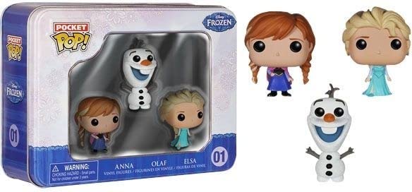 Funko Frozen Pocket Pop! Mini Vinyl Figure Tin 3-Pack - Elsa, Anna & Olaf Collectible Figures - Perfect for Disney Fans, Gift Giving & Shelf Displays