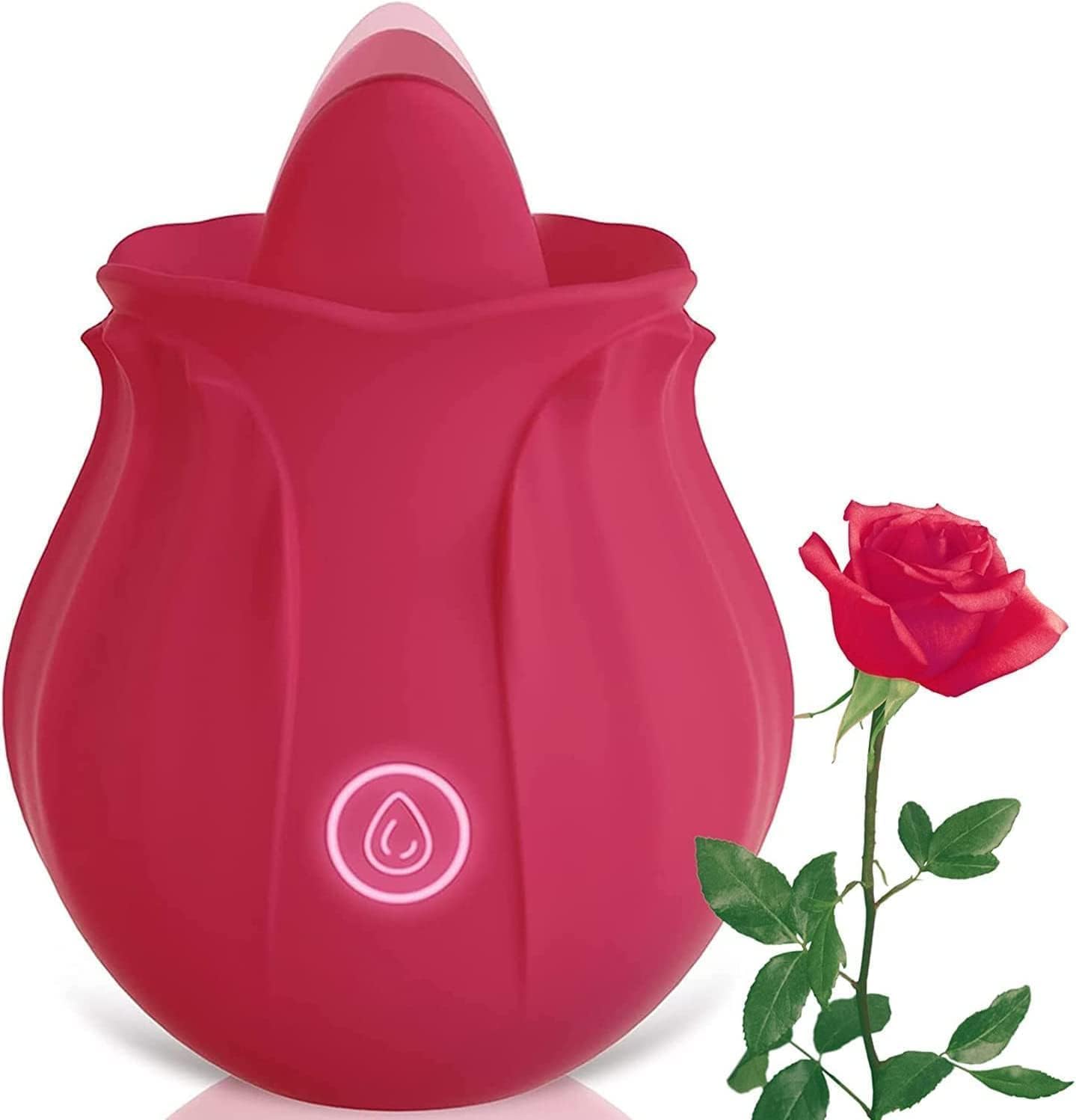 3-in-1 Rose Toy with Tongue Licking, Thrusting & Vibration - Adult Pleasure Toy for Couples & Solo Play - Discreet & Easy to Use Sensual Massager for Bedroom & Travel