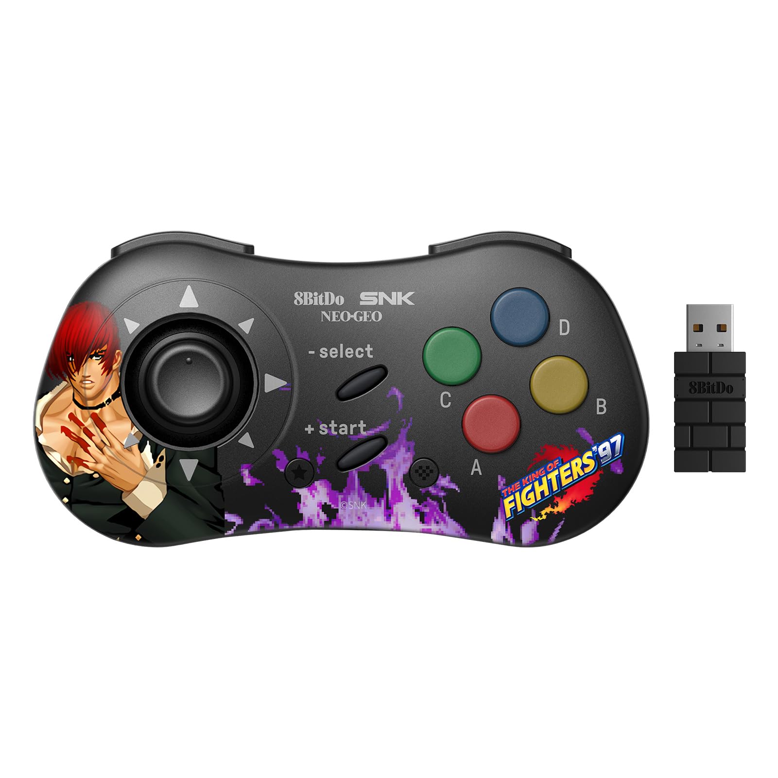 8Bitdo Iori Yagami Bluetooth Controller - Wireless Gamepad for PC Windows, Android & Neo Geo Mini | SNK Neo Geo CD Style | Perfect for Retro Gaming & Fighting Games