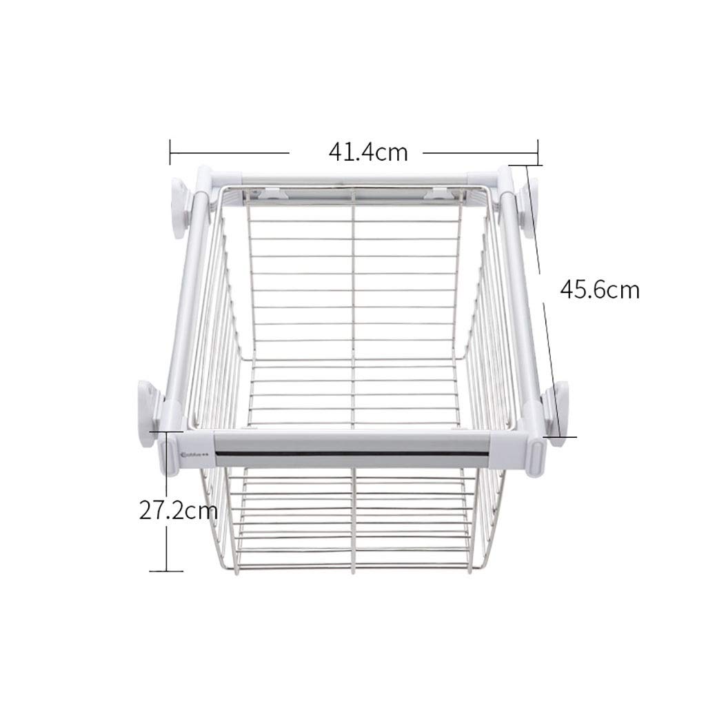 Expandable Pull Out Storage Wire Basket - Adjustable Wardrobe Organizer & Telescopic Coat Drawer for Kitchen, Closet (41.4×45.6×27.2cm) - Perfect for Pantry, Cabinet & Bedroom Storage Solutions