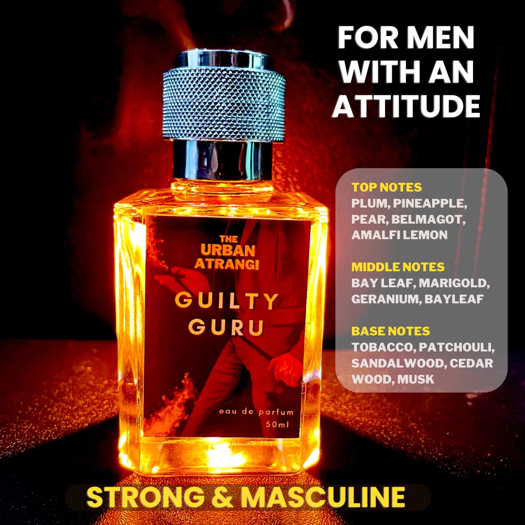 Guilty Guru Men's Eau De Parfum - 50ml Premium Long Lasting Cologne for Him - Day & Night Fragrance for Work, Date & Special Occasions