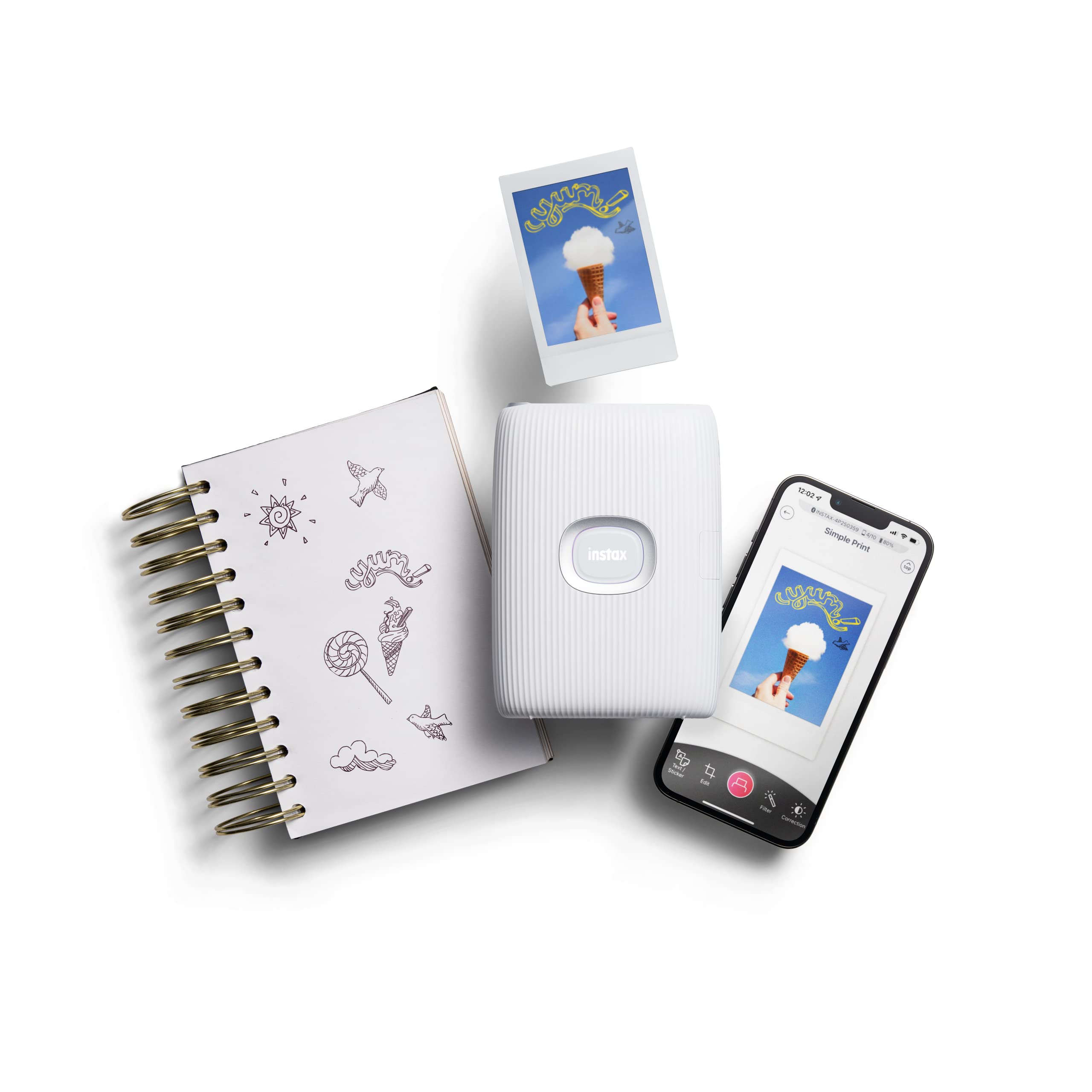 Fujifilm Instax Mini Link 2 Wireless Bluetooth Instant Photo Printer - Portable & Lightweight Smartphone Printer for iPhone iOS & Android - Print Polaroid-Style Pictures from Phone - Perfect for Parties, Travel & DIY Scrapbooking (Renewed, Clay White)