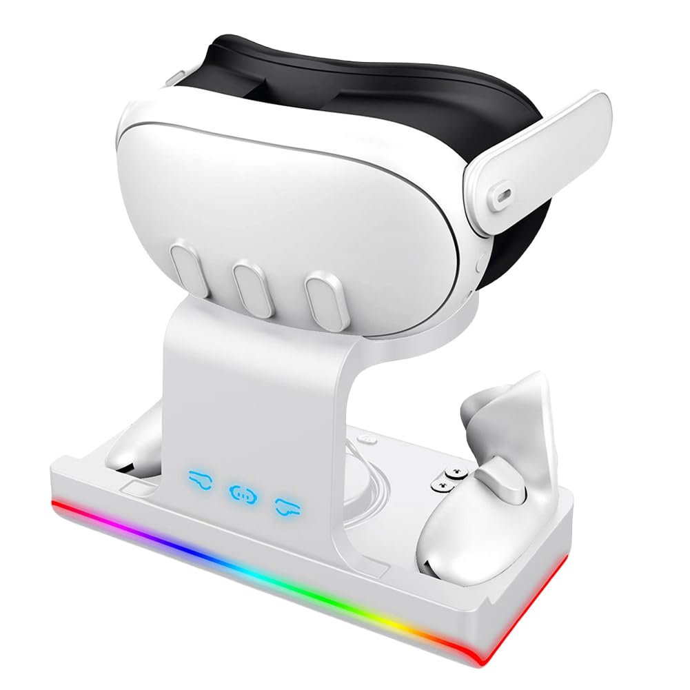 Junerain USB-C 5V Charging Station with LED Indicator - Simultaneous Charging Dock for Meta Quest 3 & Headphones - Fast Charging Hub for Gaming & VR Accessories | Perfect for Home, Office & Gaming Setup