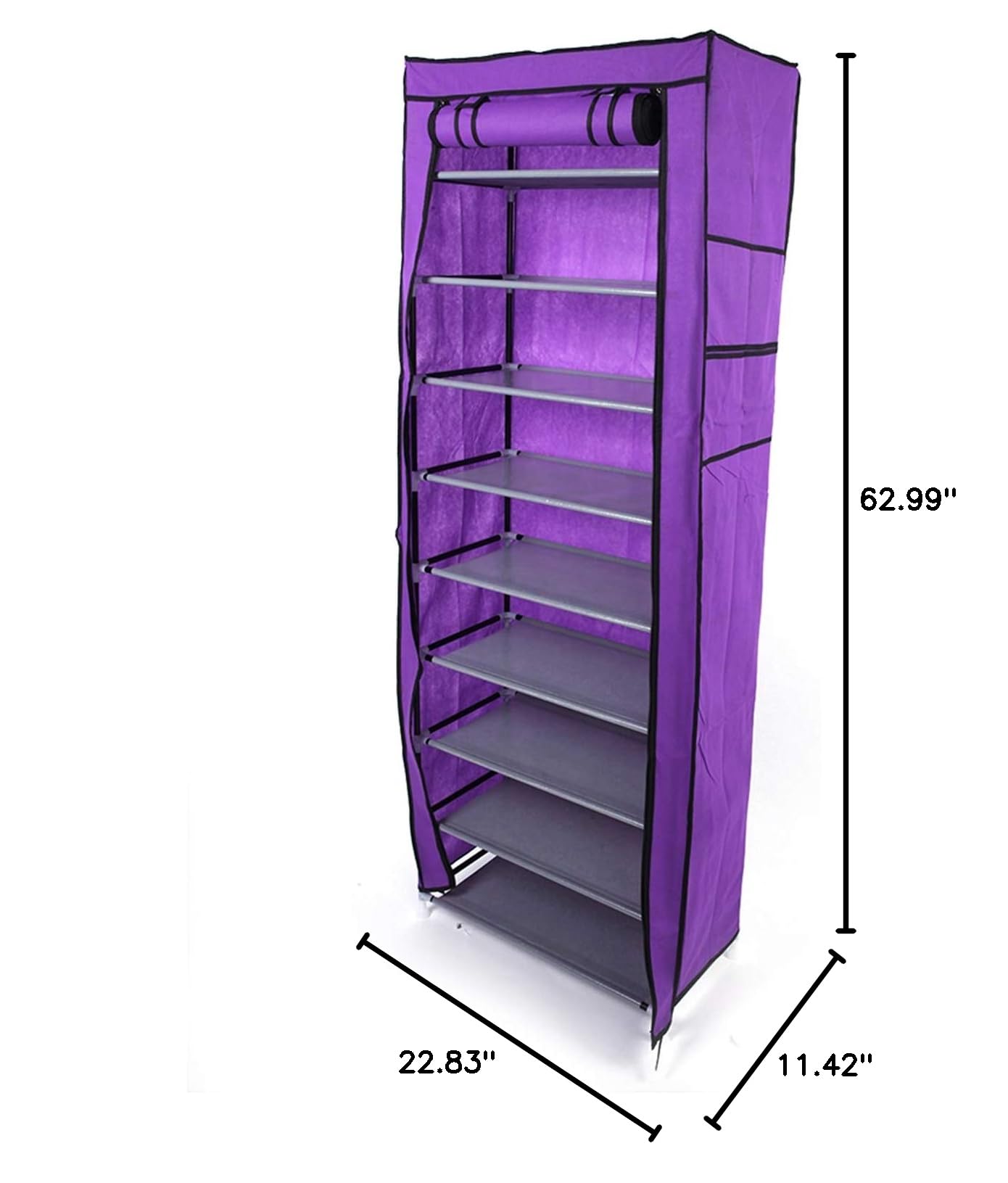 10-Tier Shoe Organizer Rack - Space-Saving Non-Woven Fabric Shoe Storage Cabinet for Entryway, Closet & Bedroom - Holds Heels, Boots & Slippers (Purple) | Perfect for Small Spaces & Apartment Organization