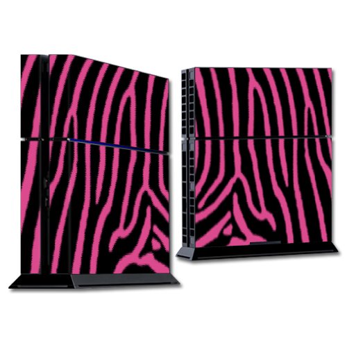 MightySkins PS4 Console Skin Wrap Sticker - Zebra Pink Design | Compatible with Sony PlayStation 4 | Protective & Customizable Vinyl Decal for Gaming Setup & Personalization