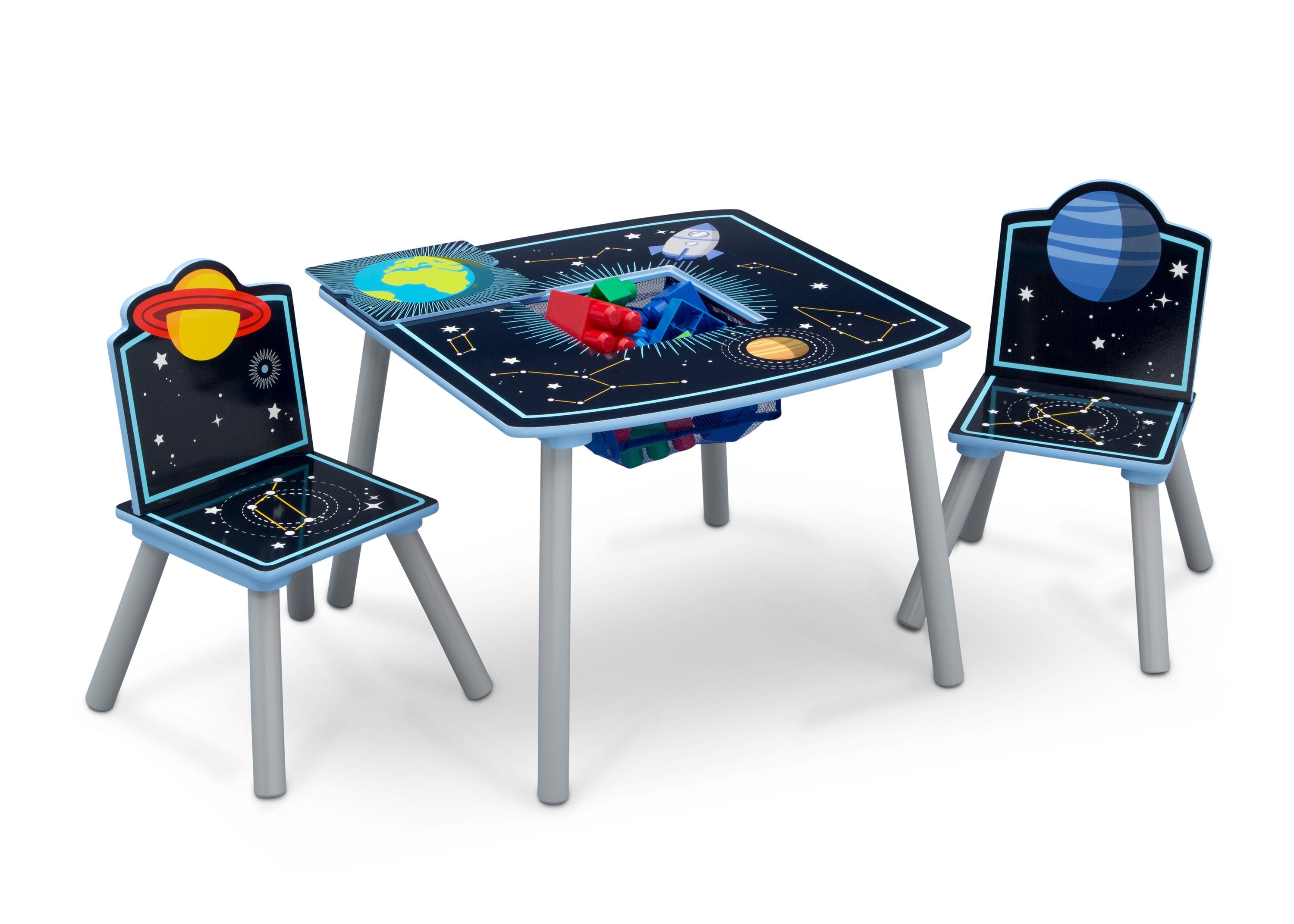 Space Adventures Kids Wood Table and Chair Set with Storage - Perfect for Playroom, Classroom & Homeschool Learning Activities