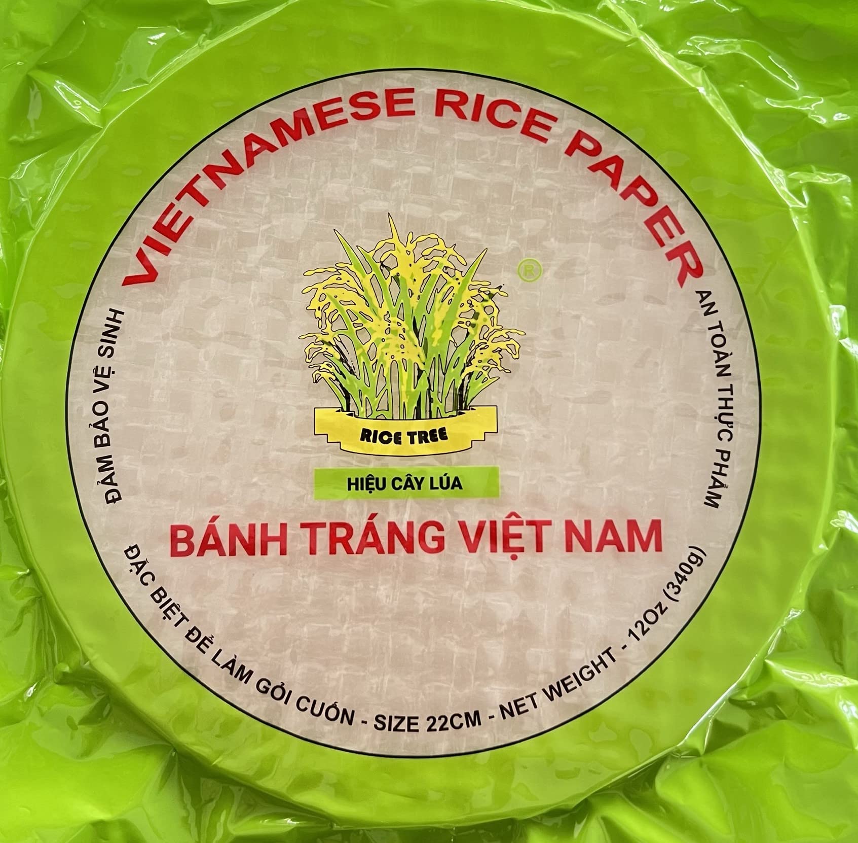 Organic Spring Roll Rice Paper Wrappers - 22cm Round (2 Pack) | Non-GMO, Gluten Free, Made in Vietnam | Perfect for Fresh Rolls, Summer Rolls & Vietnamese Cuisine | Banh Trang Goi Cuon