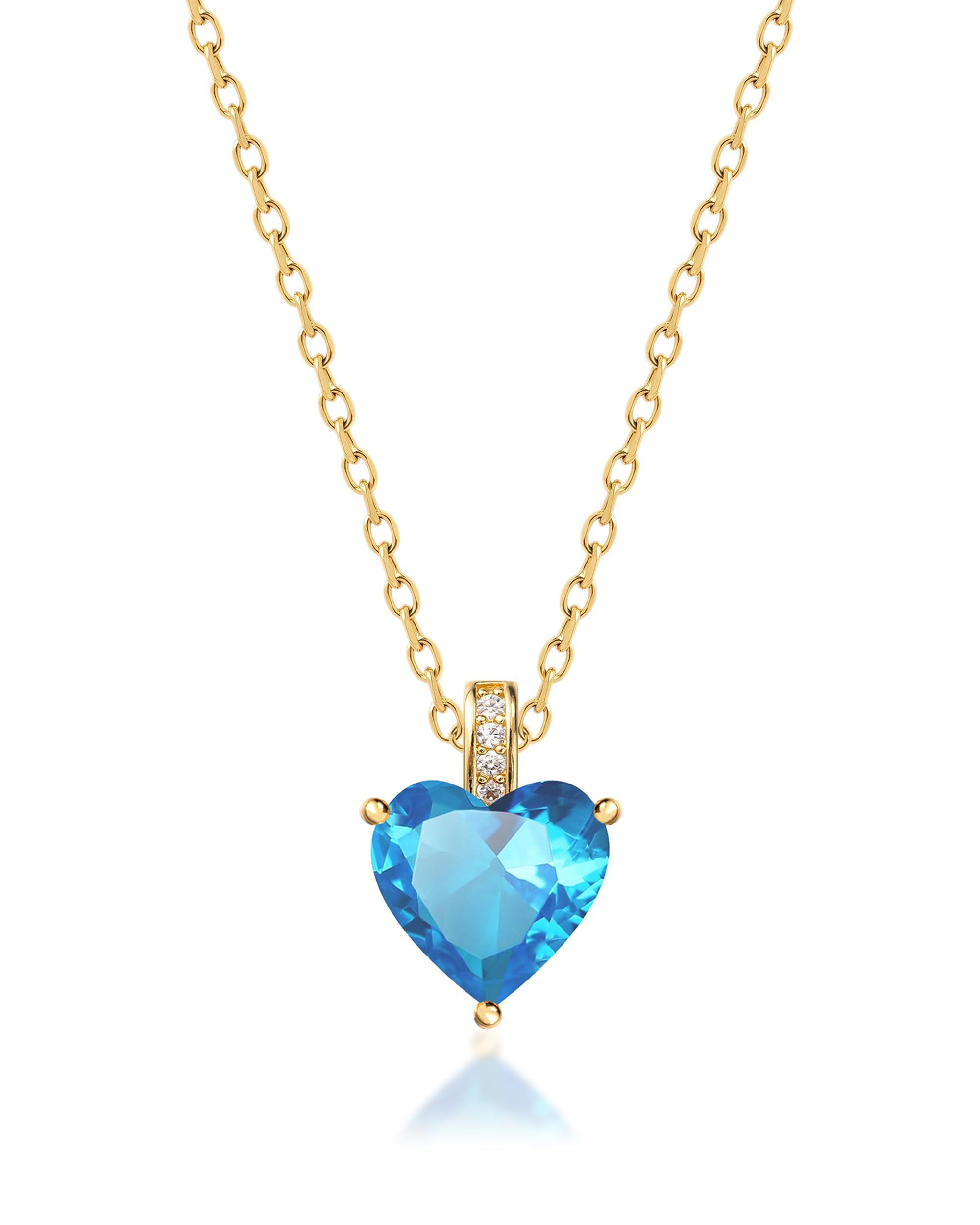 Authentic Birthstone Necklace for Women - Heart Pendant Love Jewelry, Personalized Birthday Gift for Her, Valentine's Day, Anniversary & Mother's Day Present
