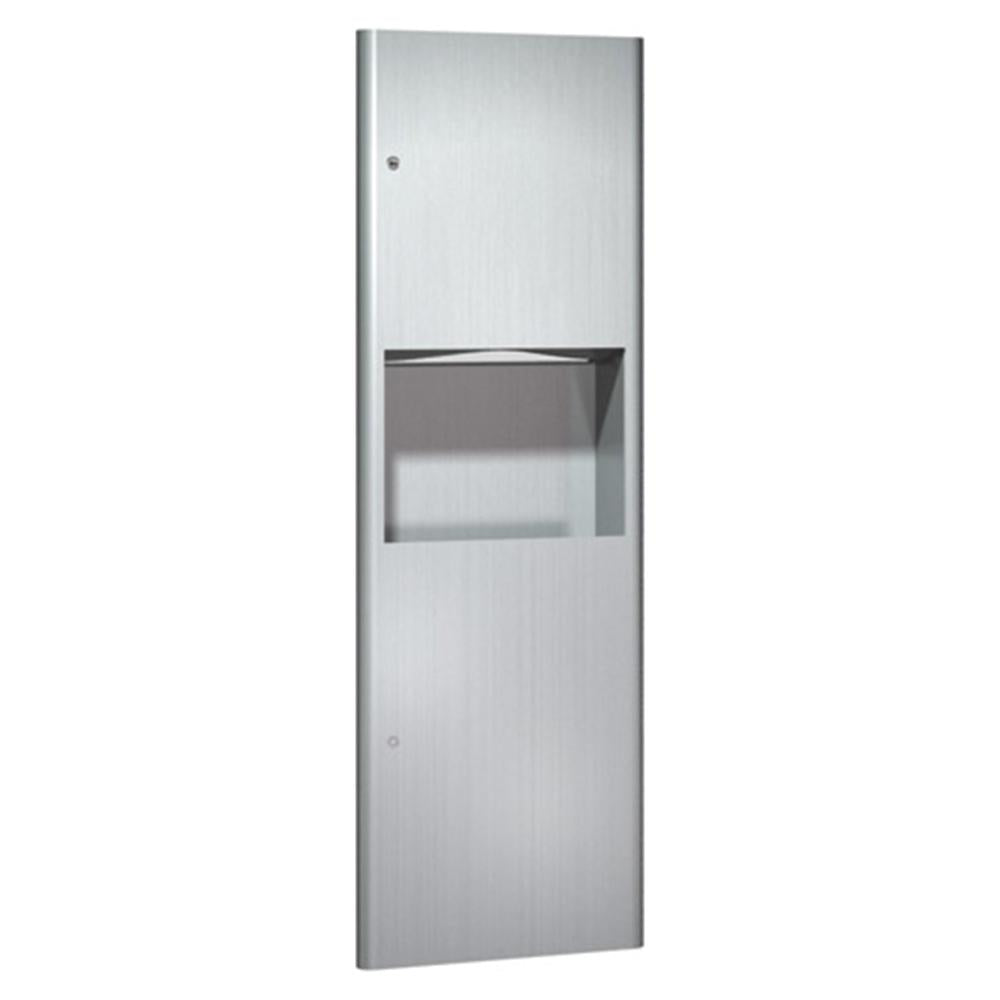 ASI 9462 Recessed Paper Towel Dispenser with Removable Waste Receptacle - Satin Finish | Ideal for Commercial Restrooms, Office Kitchens & Public Washrooms