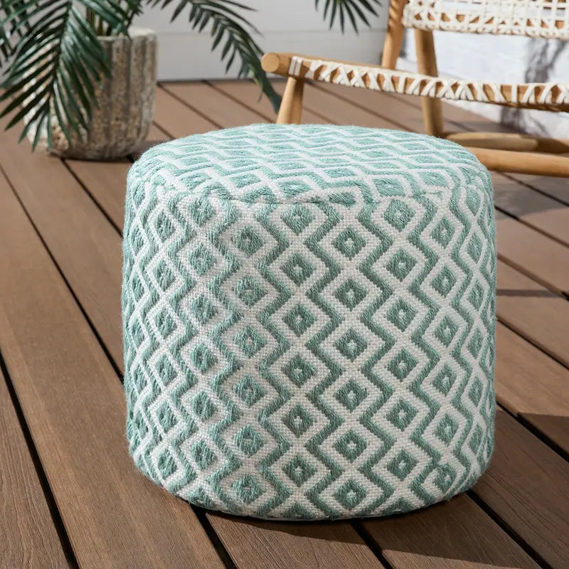 Jaipur Living Lenon Osbourne Pouf - Stylish Round Ottoman Footstool for Living Room, Bedroom & Lounge - Perfect Accent Seating for Home Decor