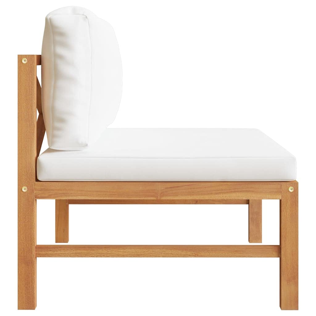 Premium Solid Teak Wood Outdoor Sofa with Cream Cushions - Weather-Resistant Durable Garden Furniture Set for Patio, Poolside & Backyard - Easy Maintenance Modern Design