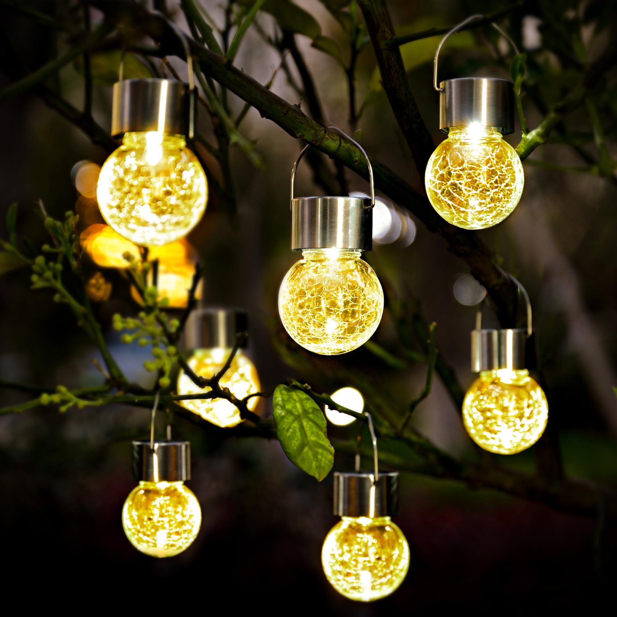 SOLPEX 12 Pack Outdoor Hanging Solar Lights - Waterproof Solar Powered Globe Lights for Garden, Yard, Patio, Lawn & Flower Bed Decoration (Warm White) | Perfect for Evening Ambiance, Pathway Lighting & Outdoor Parties