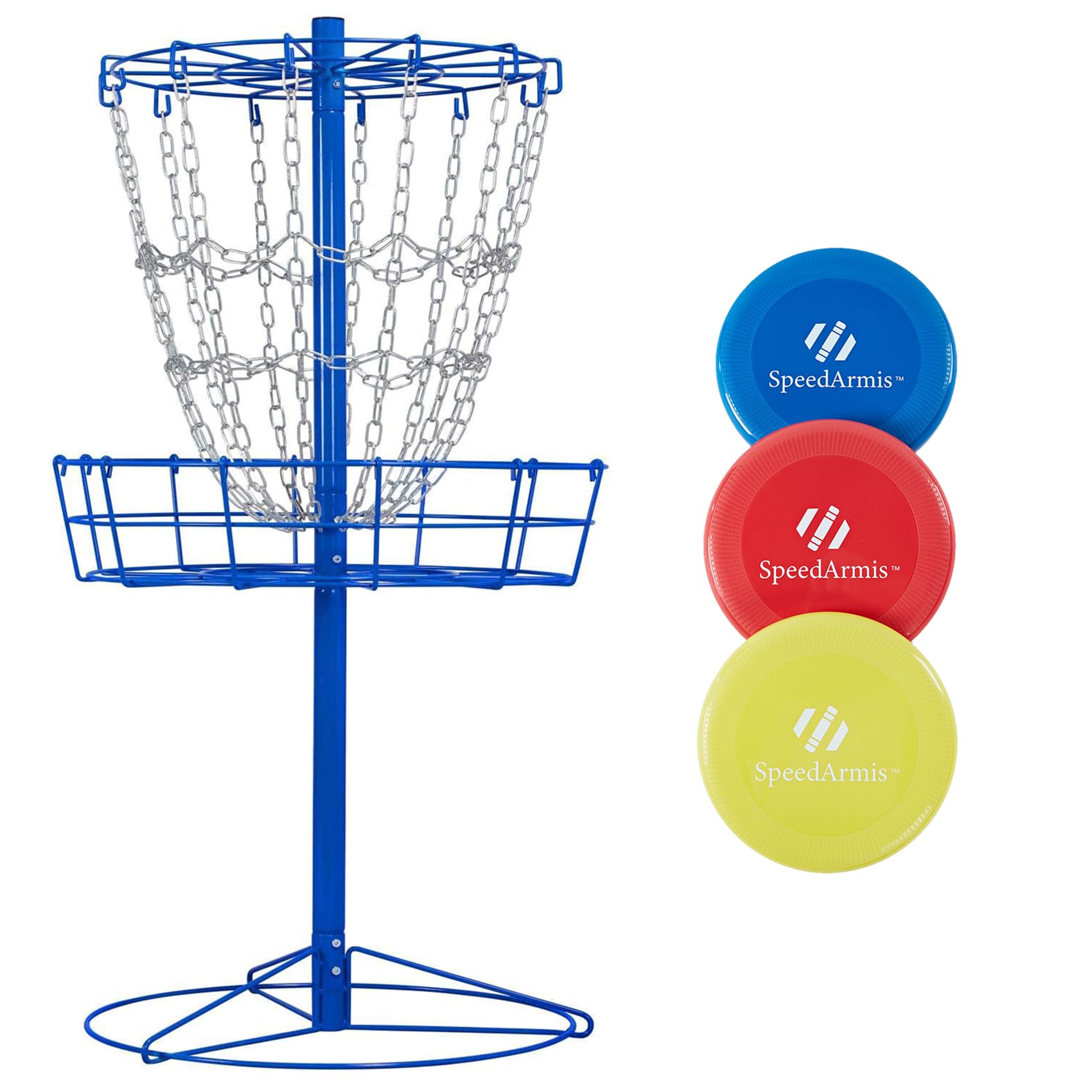 Portable Disc Golf Basket Target with Heavy Duty 12 Double Steel Chains - Professional Disc Golf Equipment for Backyard, Park & Tournament Practice