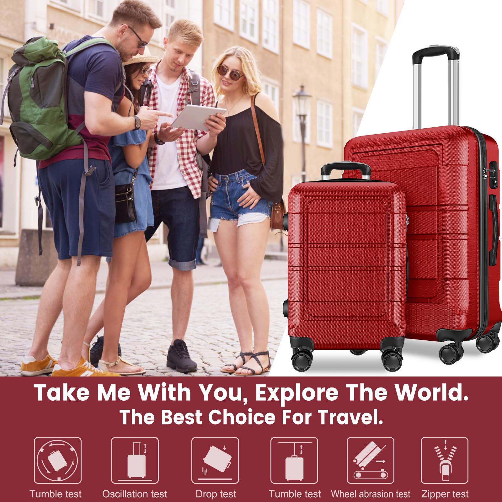 Premium 20/24/28 Inch Spinner Luggage Set - Durable PC+ABS Hardshell Suitcase with 360° Wheels for Travel, Business Trips & Family Vacations