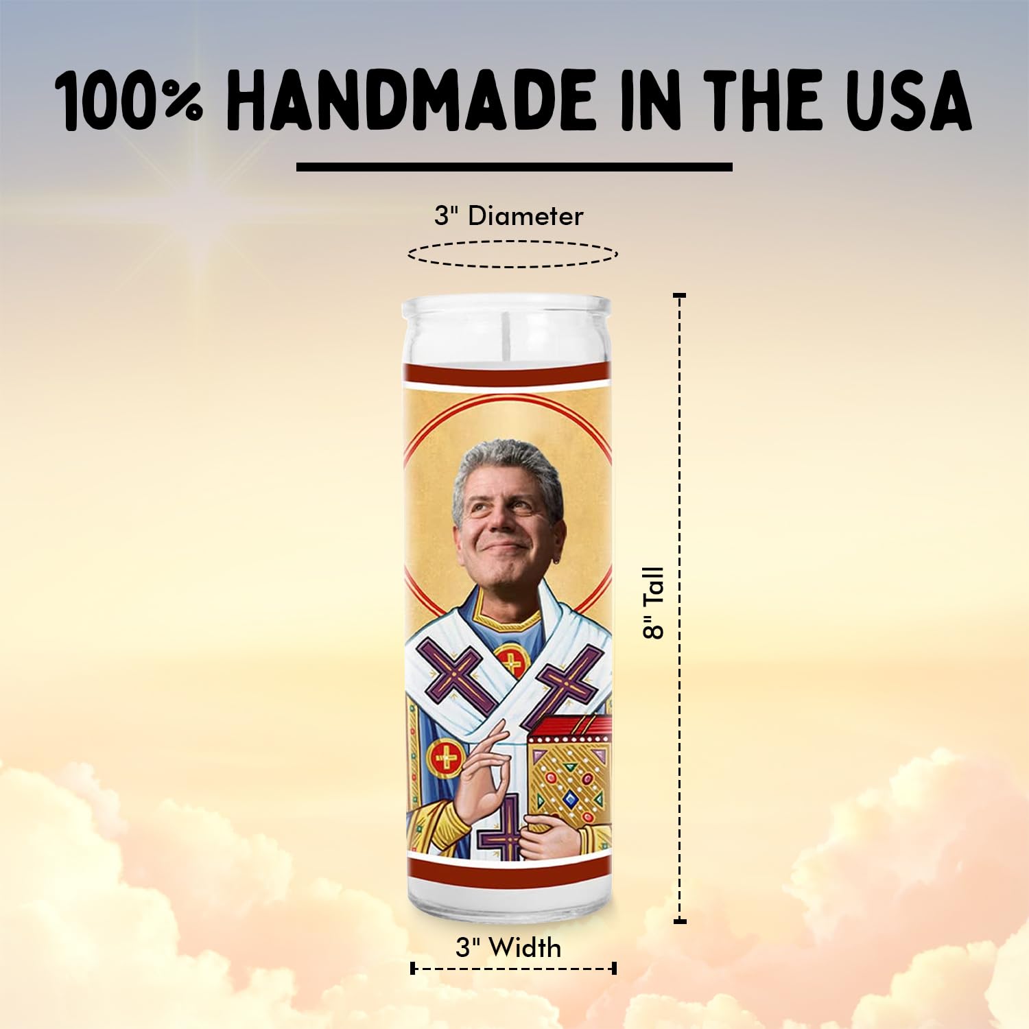 Anthony Celebrity Candles - Funny Saint Soy Wax Candles in Glass Jar - Unique Gift for Food Lovers - Perfect for Home Decor & Gifting