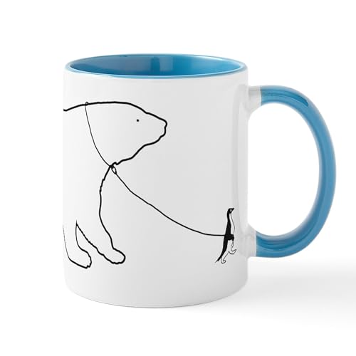 White/Blue Inside - Penguin And Polar Bear Mugs